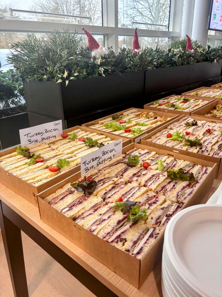 Boxes of festive sandwiches
